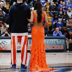 Classy Bright Orange Prom or Homecoming dress
